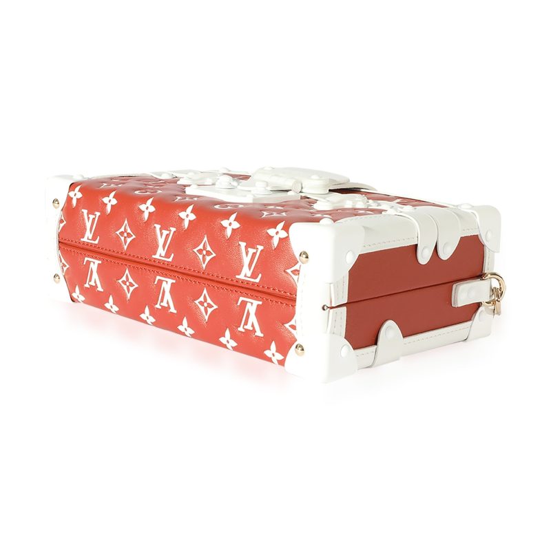 Louis Vuitton Terracotta & White Monogram Embossed Lambskin Petite Malle - Image 6