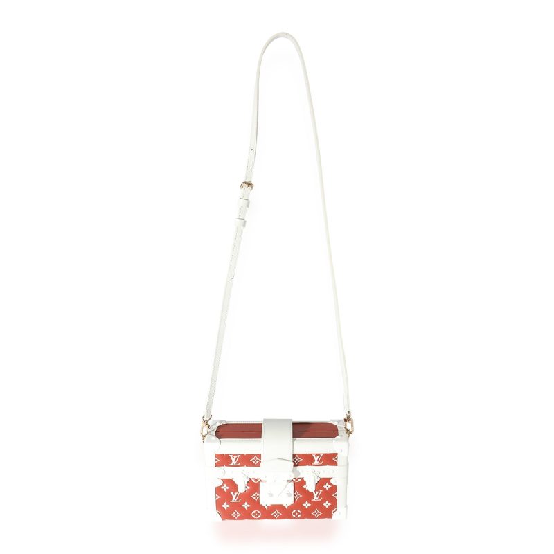 Louis Vuitton Terracotta & White Monogram Embossed Lambskin Petite Malle - Image 3