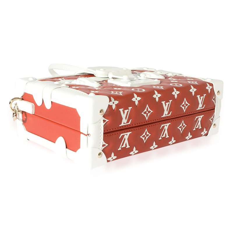 Louis Vuitton Terracotta & White Monogram Embossed Lambskin Petite Malle - Image 5