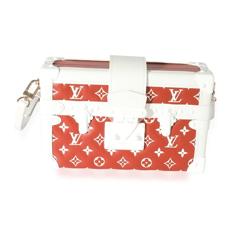 Louis Vuitton Terracotta & White Monogram Embossed Lambskin Petite Malle - Image 8