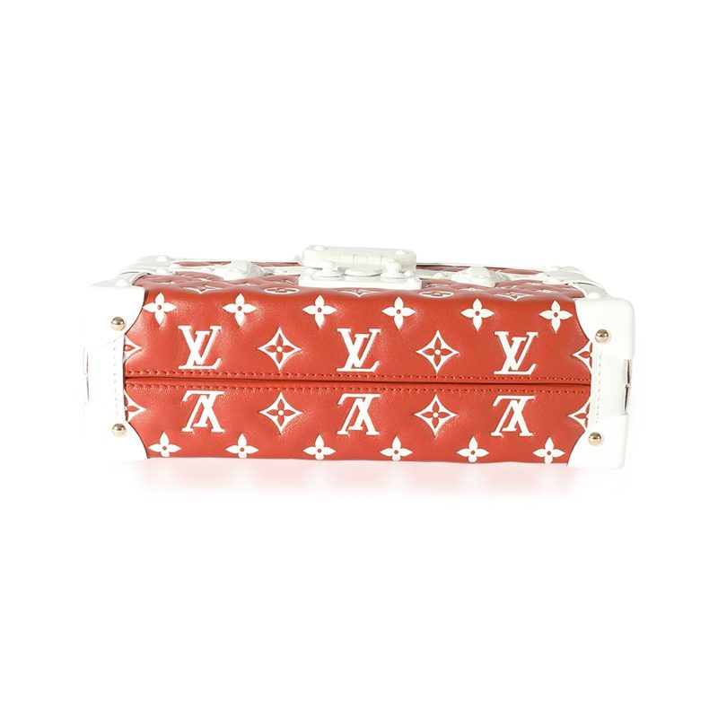 Louis Vuitton Terracotta & White Monogram Embossed Lambskin Petite Malle - Image 4