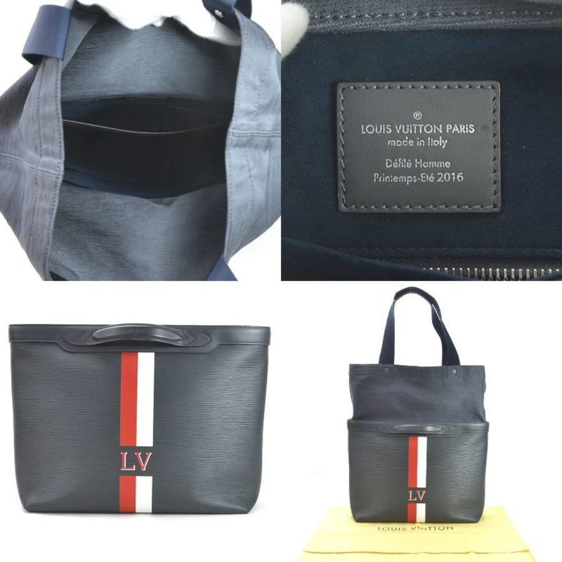 Louis Vuitton Handbag Shoulder Bag Tote Epi Spring / Summer 2016 Collection Paint Striped Blue Nui Leather Men's M51074 - Image 5