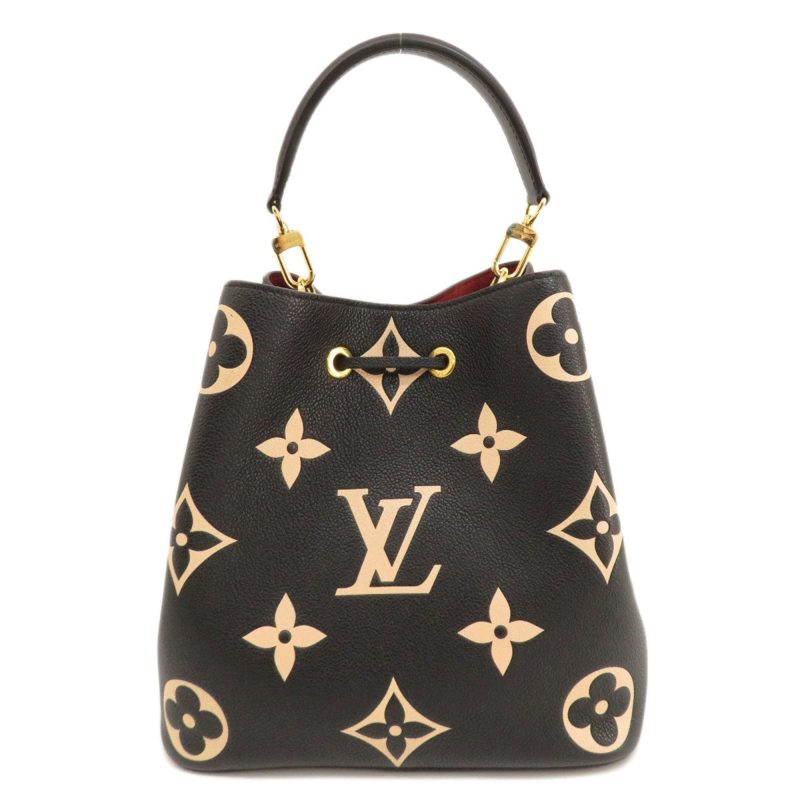 LOUIS VUITTON M45497 Neonoe MM Bicolor Black Beige Shoulder Bag Empreinte Women's