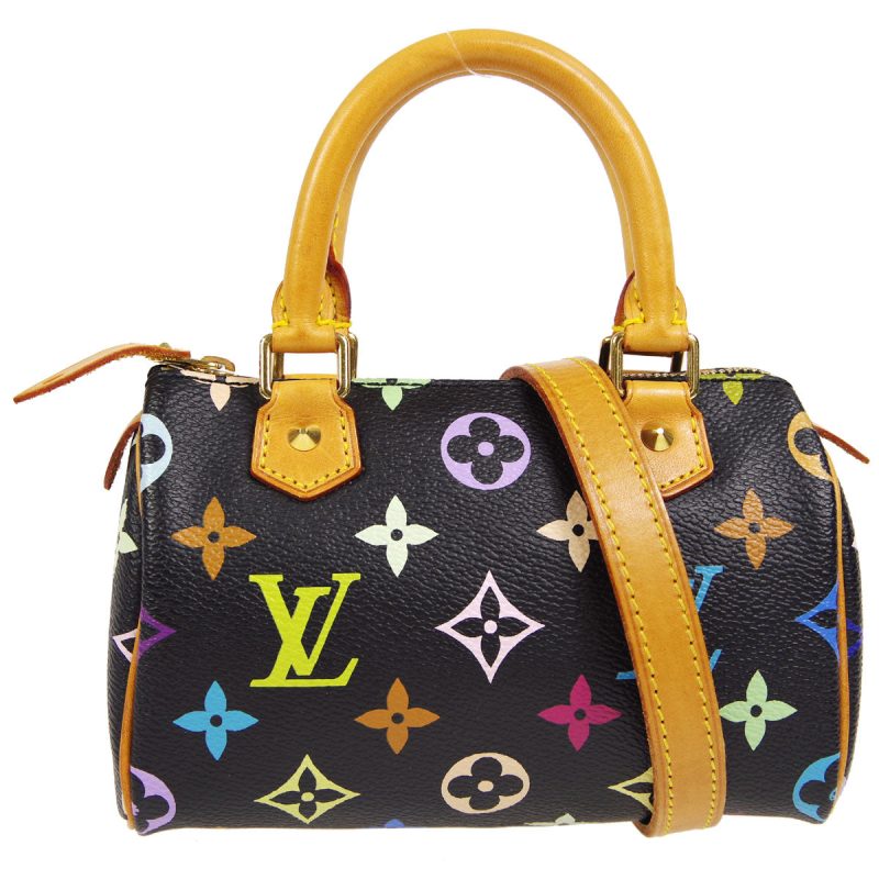 LOUIS VUITTON Mini Speedy 2way Shoulder Handbag Black Multicolor M92644 78466 - Image 10