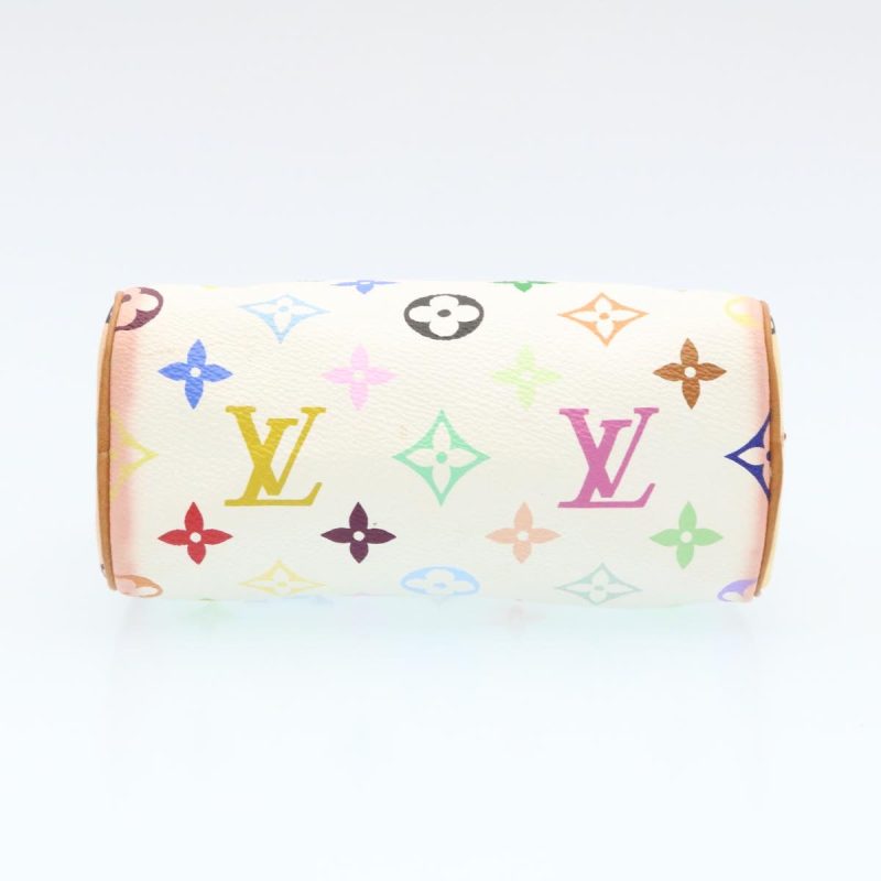 LOUIS VUITTON Monogram Multicolor Mini Speedy Hand Bag White M92645 Auth 25763 - Image 4