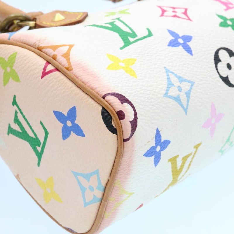 LOUIS VUITTON Monogram Multicolor Mini Speedy Hand Bag White M92645 Auth 25763 - Image 14
