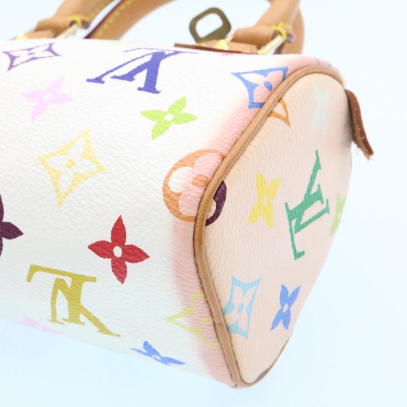 LOUIS VUITTON Monogram Multicolor Mini Speedy Hand Bag White M92645 Auth 25763 - Image 15