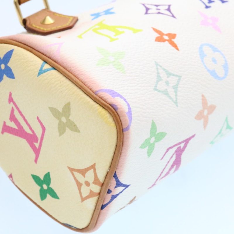 LOUIS VUITTON Monogram Multicolor Mini Speedy Hand Bag White M92645 Auth 25763 - Image 16