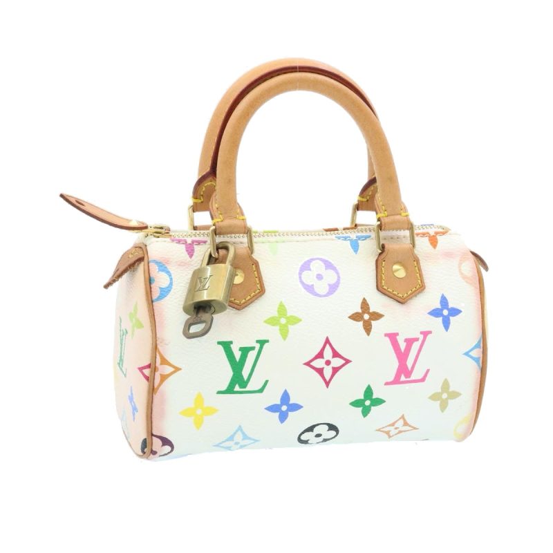 LOUIS VUITTON Monogram Multicolor Mini Speedy Hand Bag White M92645 Auth 25763 - Image 20