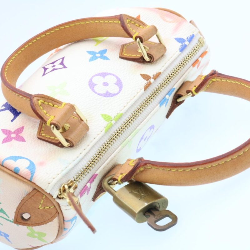 LOUIS VUITTON Monogram Multicolor Mini Speedy Hand Bag White M92645 Auth 25763 - Image 5