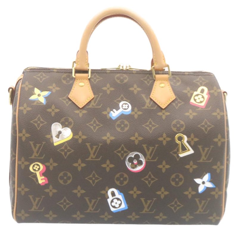 LOUIS VUITTON Monogram Love Lock Speedy Bandouliere30 HandBag M44365 Auth 29080A