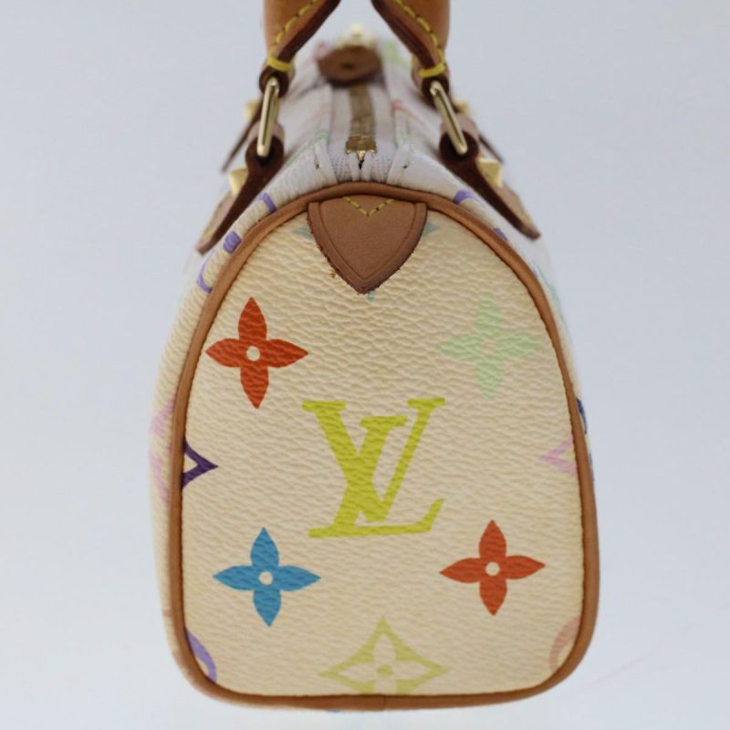 Louis Vuitton Monogram Multicolor Mini Speedy Hand Bag White M92645 Auth 49983 - Image 3