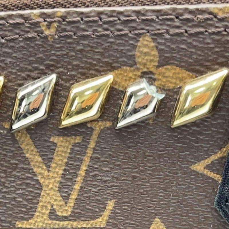 LOUIS VUITTON Studded Alma BB Monogram Macassar Canvas Crossbody Bag Brown - Image 13