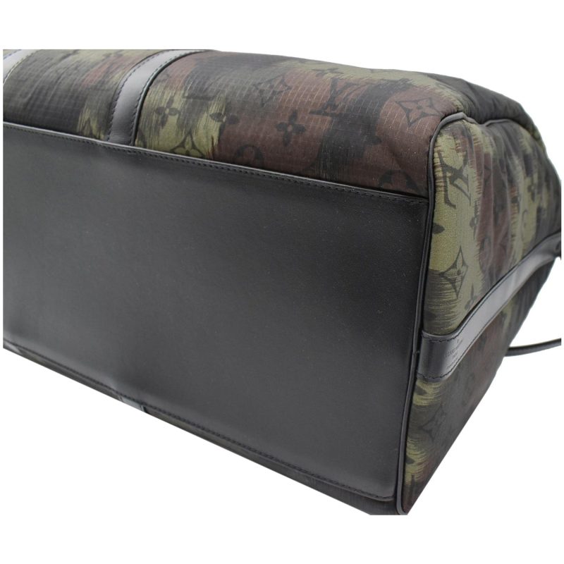 LOUIS VUITTON Keepall 50 Bandouliere Camouflage Nylon Monogram Travel Bag Black - Image 6