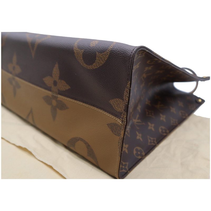 LOUIS VUITTON Onthego GM Reverse Monogram Canvas Tote Shoulder Bag Brown - Image 5
