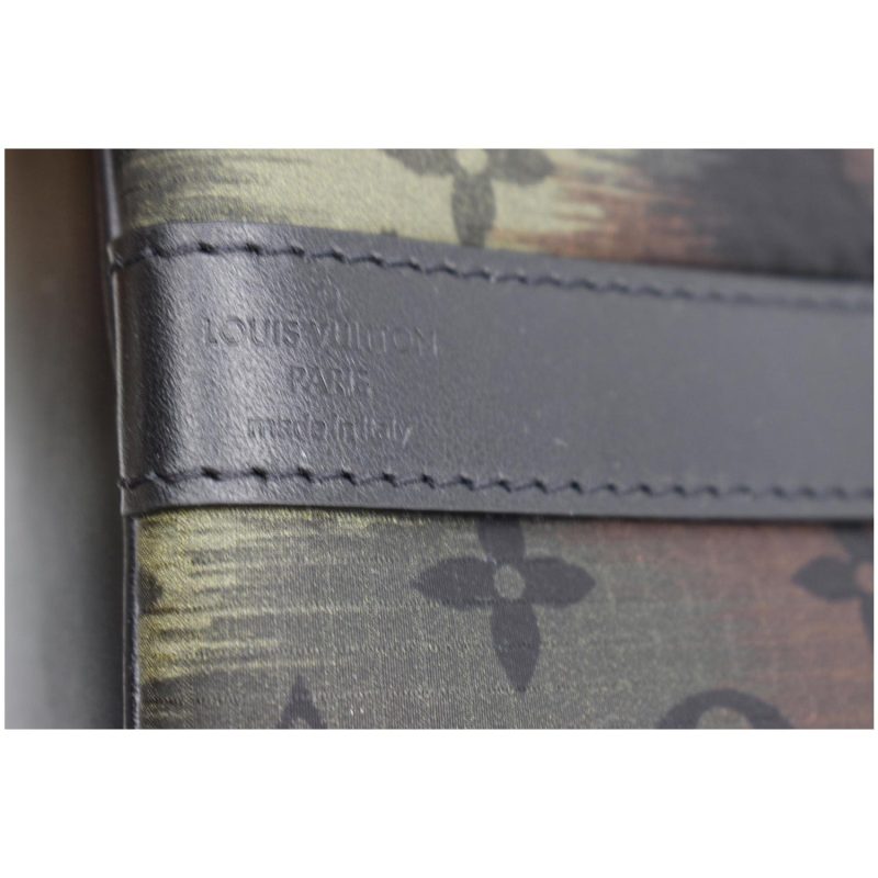 LOUIS VUITTON Keepall 50 Bandouliere Camouflage Nylon Monogram Travel Bag Black - Image 10