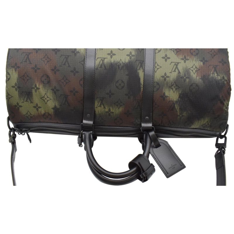 LOUIS VUITTON Keepall 50 Bandouliere Camouflage Nylon Monogram Travel Bag Black - Image 2