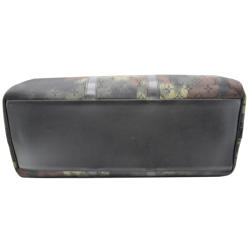 LOUIS VUITTON Keepall 50 Bandouliere Camouflage Nylon Monogram Travel Bag Black - Image 7