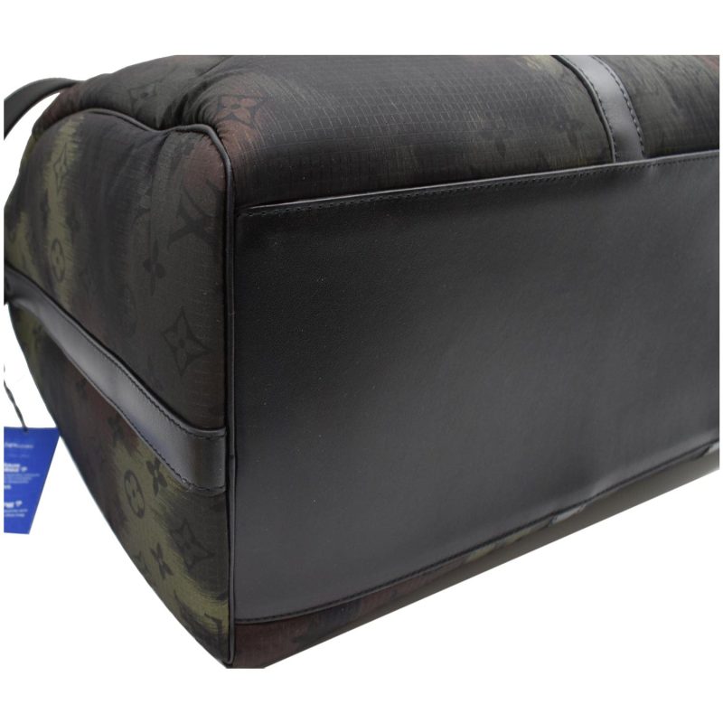 LOUIS VUITTON Keepall 50 Bandouliere Camouflage Nylon Monogram Travel Bag Black - Image 5