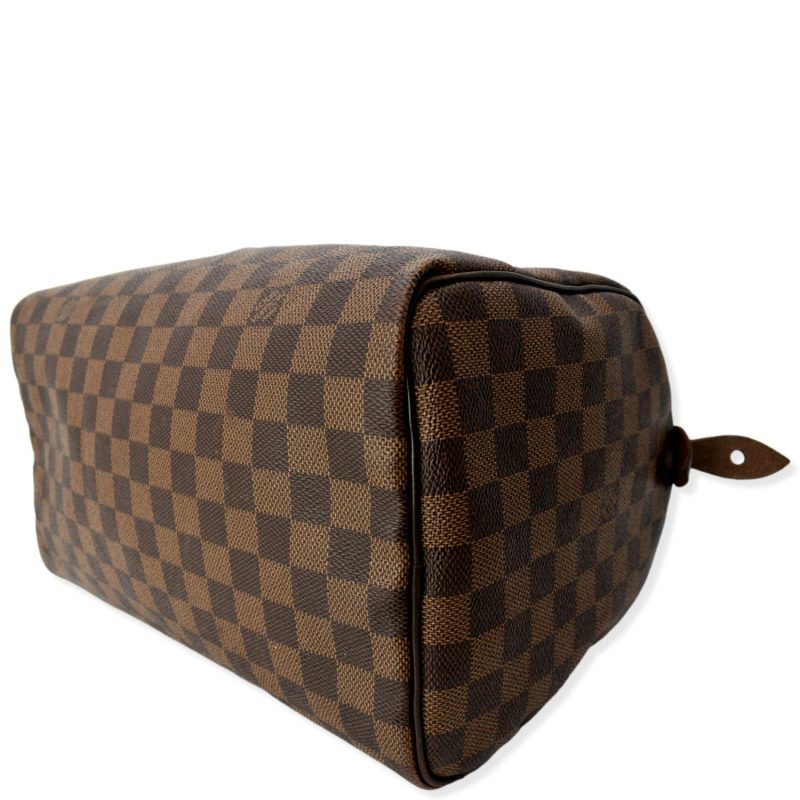 LOUIS VUITTON Speedy 30 Damier Ebene Satchel Bag Brown - Image 6