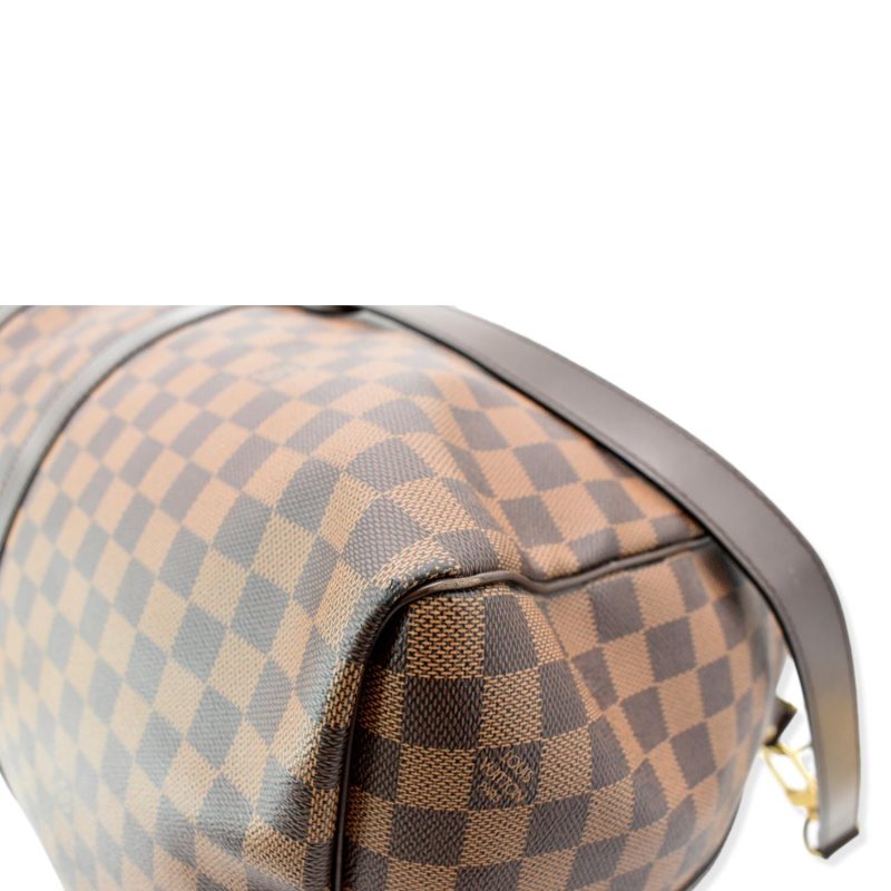 LOUIS VUITTON Keepall Bandouliere 55 Damier Ebene Travel Bag Brown - Image 7