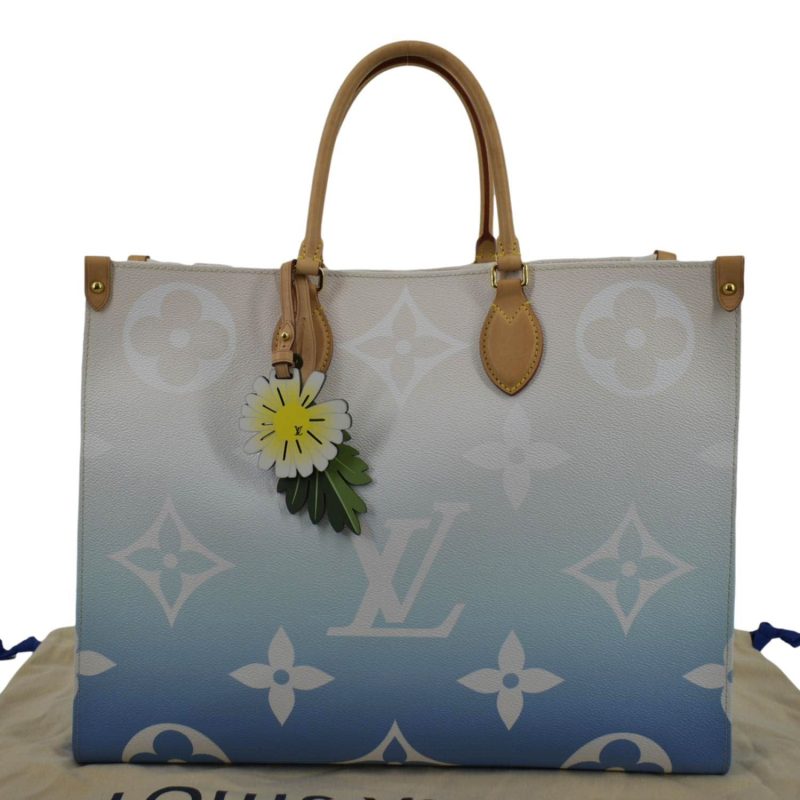 LOUIS VUITTON Pool Onthego GM Monogram Canvas Shoulder Bag Light Blue - Image 3