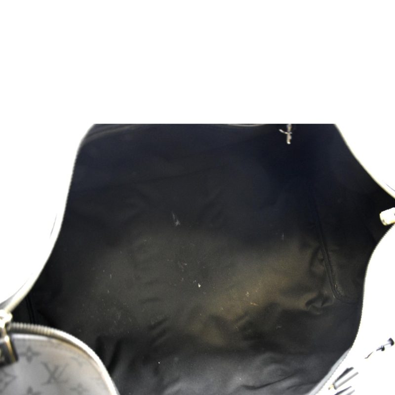 LOUIS VUITTON Keepall 50 Bandouliere Monogram Eclipse Canvas Travel Bag Black - Image 8