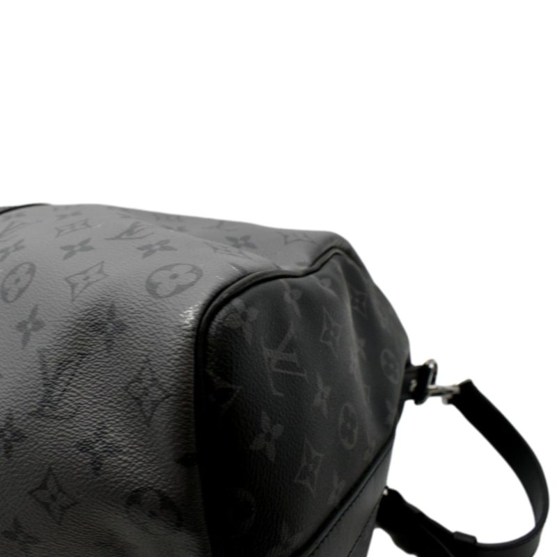 LOUIS VUITTON Keepall 50 Bandouliere Monogram Eclipse Canvas Travel Bag Black - Image 3