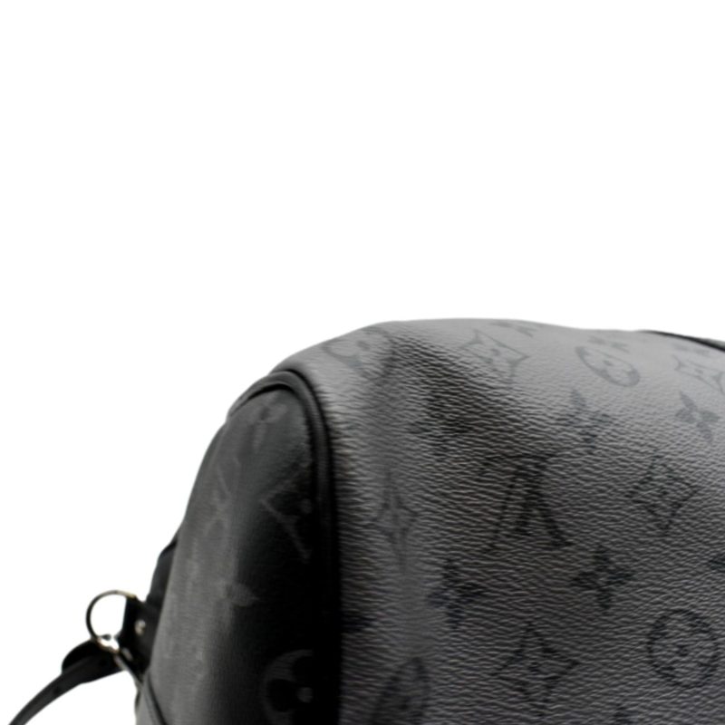 LOUIS VUITTON Keepall 50 Bandouliere Monogram Eclipse Canvas Travel Bag Black - Image 5