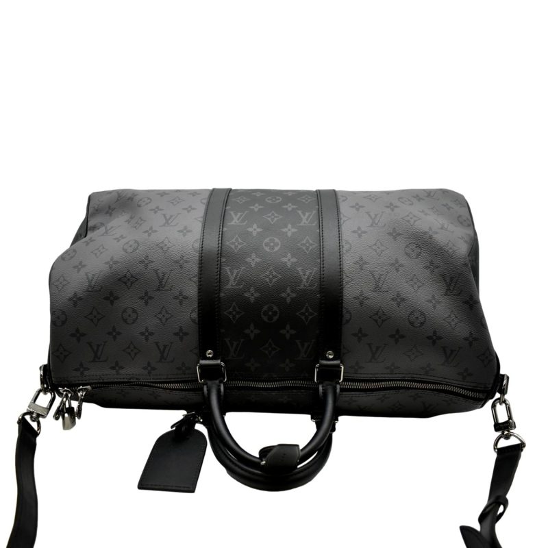 LOUIS VUITTON Keepall 50 Bandouliere Monogram Eclipse Canvas Travel Bag Black - Image 2