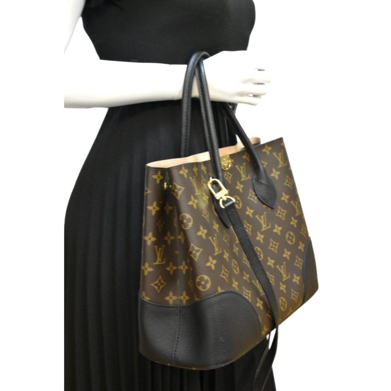 LOUIS VUITTON Flandrin Monogram Canvas Tote Shoulder Bag Brown