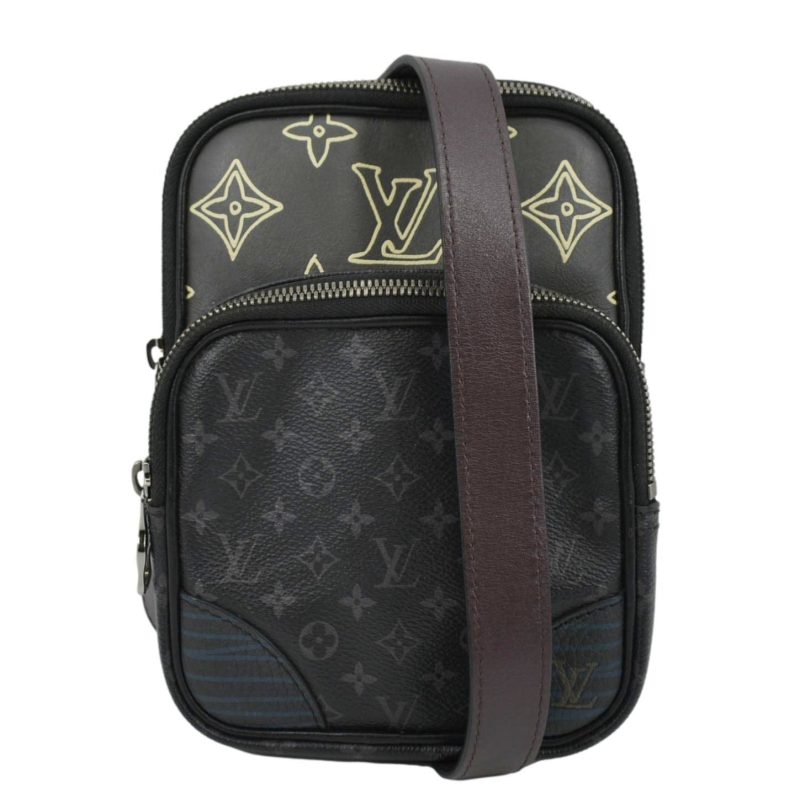 LOUIS VUITTON Avenue Sling Patchwork Monogram Eclipse Crossbody Bag Grey - Image 12
