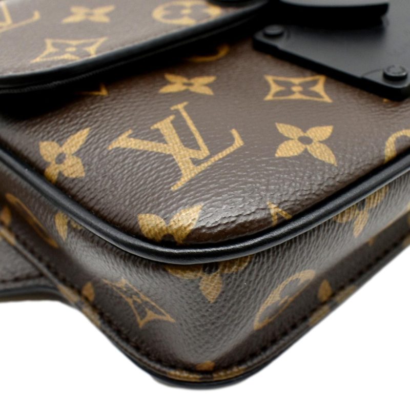 LOUIS VUITTON S-Lock Sling Monogram Macassar Crossbody Bag Brown - Image 8