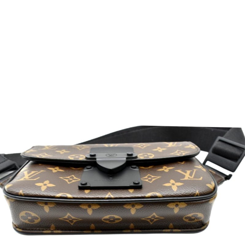 LOUIS VUITTON S-Lock Sling Monogram Macassar Crossbody Bag Brown - Image 9