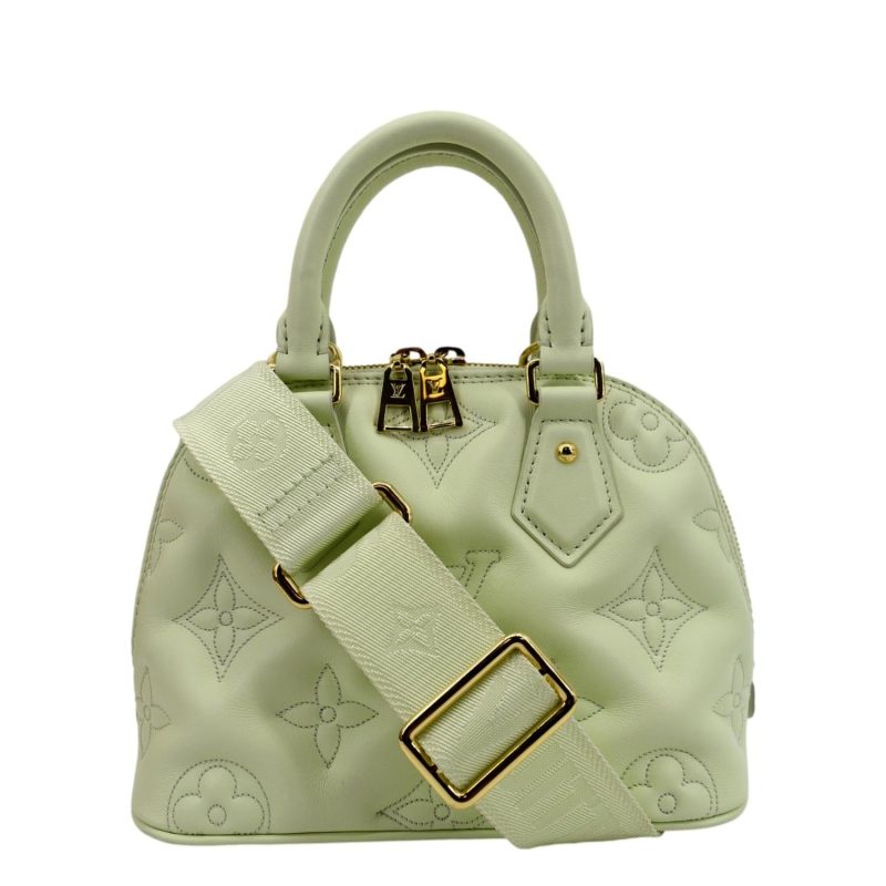 LOUIS VUITTON Alma BB Bubblegram Quilted Leather Satchel Crossbody Bag Green - Image 11
