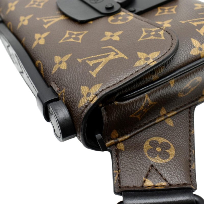 LOUIS VUITTON S-Lock Sling Monogram Macassar Crossbody Bag Brown - Image 5