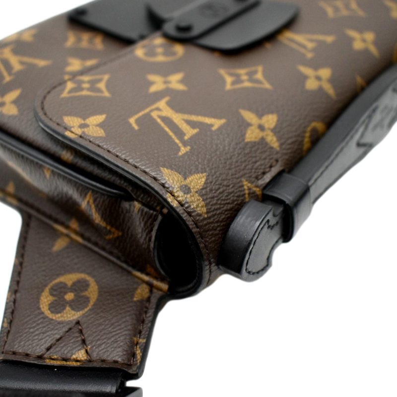 LOUIS VUITTON S-Lock Sling Monogram Macassar Crossbody Bag Brown - Image 6