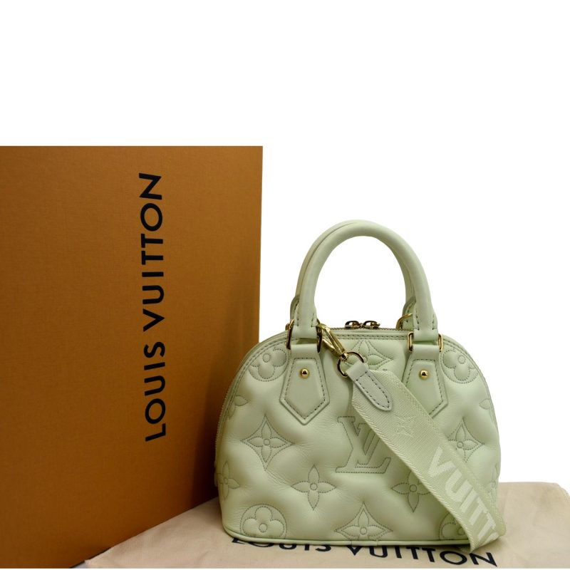 LOUIS VUITTON Alma BB Bubblegram Quilted Leather Satchel Crossbody Bag Green - Image 2