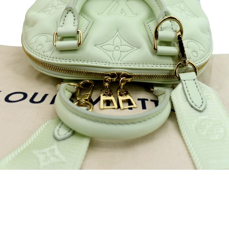 LOUIS VUITTON Alma BB Bubblegram Quilted Leather Satchel Crossbody Bag Green - Image 3