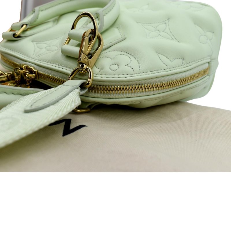 LOUIS VUITTON Alma BB Bubblegram Quilted Leather Satchel Crossbody Bag Green - Image 4
