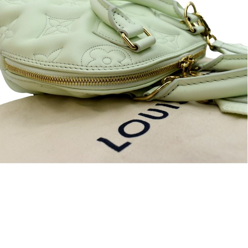 LOUIS VUITTON Alma BB Bubblegram Quilted Leather Satchel Crossbody Bag Green - Image 5