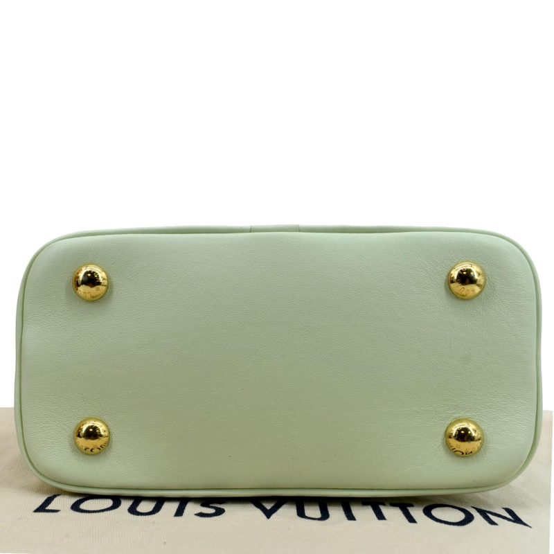 LOUIS VUITTON Alma BB Bubblegram Quilted Leather Satchel Crossbody Bag Green - Image 8