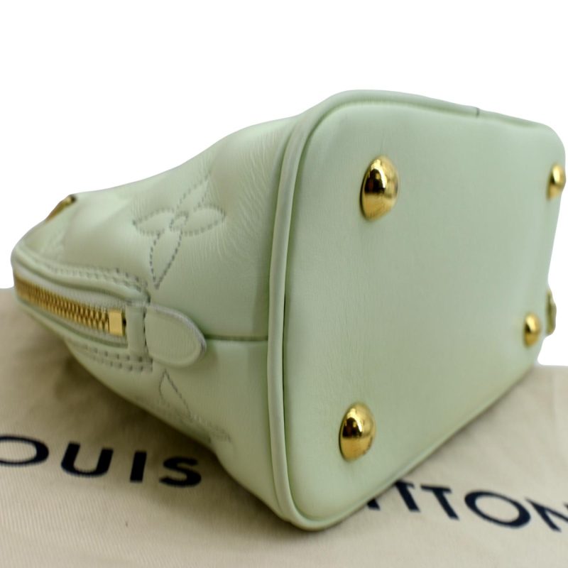 LOUIS VUITTON Alma BB Bubblegram Quilted Leather Satchel Crossbody Bag Green - Image 7