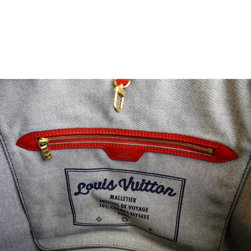 LOUIS VUITTON Neverfull MM Patchwork Monogram Denim Shoulder Bag Blue - Image 8