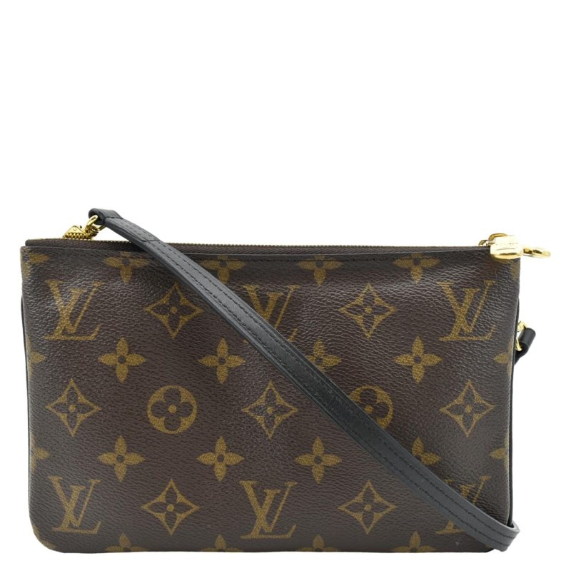 LOUIS VUITTON Double Zip Pochette Reverse Monogram Giant Crossbody Bag Brown - Image 2