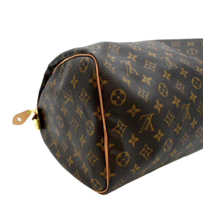 LOUIS VUITTON Speedy 35 Monogram Canvas Satchel Bag Brown - Image 8