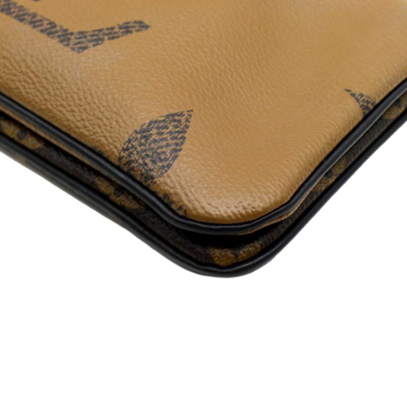 LOUIS VUITTON Double Zip Pochette Reverse Monogram Giant Crossbody Bag Brown - Image 6