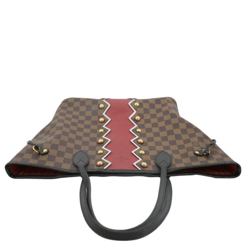 LOUIS VUITTON Neverfull Karakoram MM Damier Ebene Tote Shoulder Bag Red - Image 2