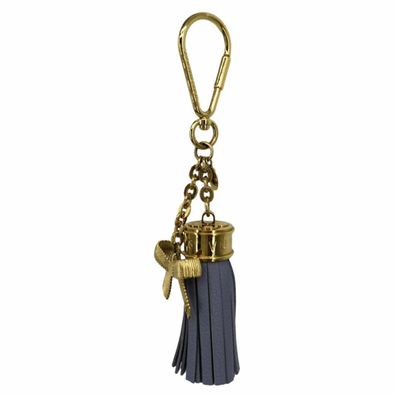 LOUIS VUITTON Tassel Pebbled Leather Bag Charm Blue - Image 7
