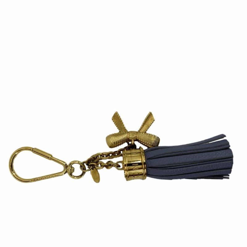 LOUIS VUITTON Tassel Pebbled Leather Bag Charm Blue - Image 2